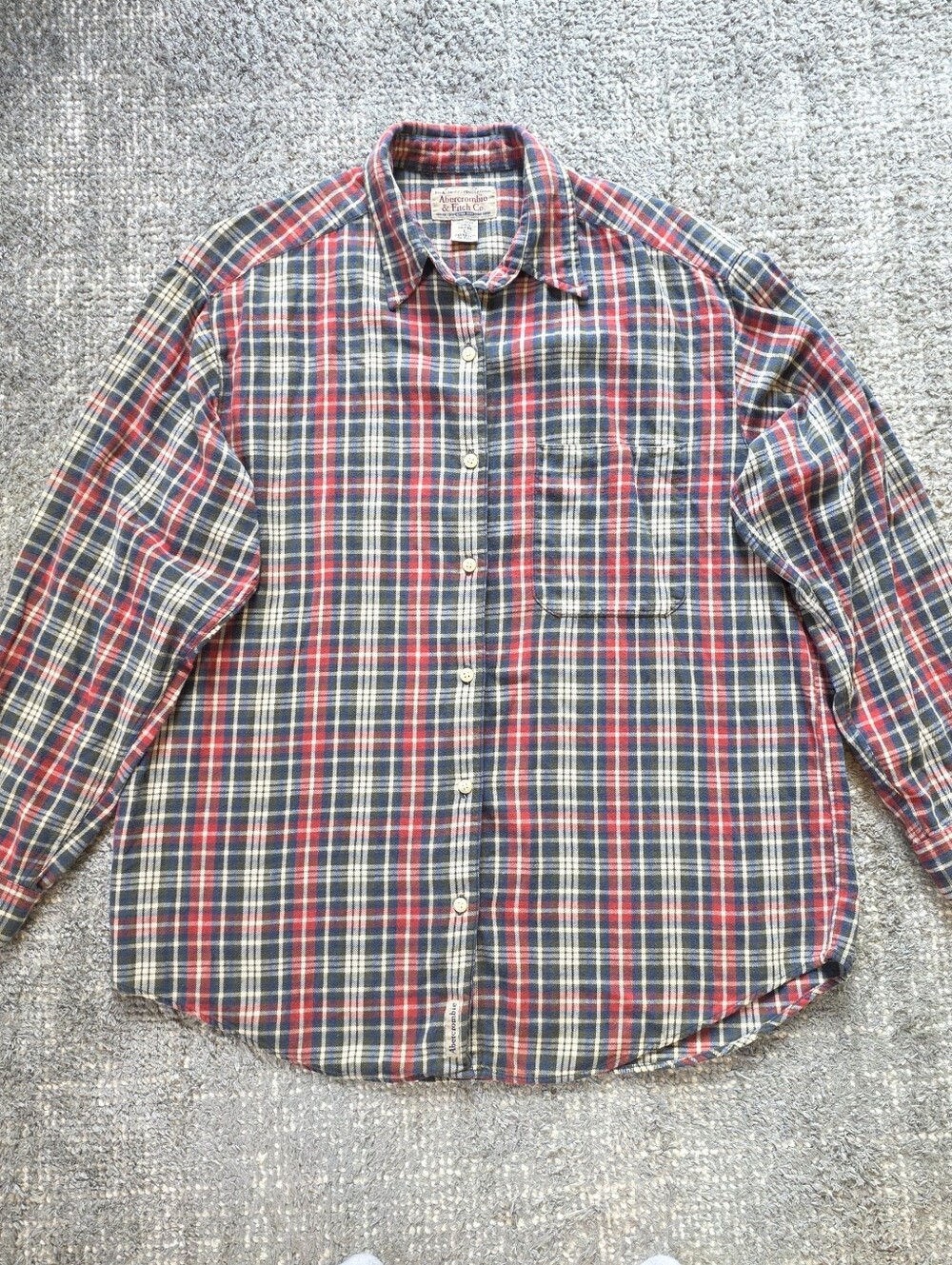 Abercrombie Fitch Flannel Shirt Mens L Plaid Cotton Y2K Grunge 90s Vintage